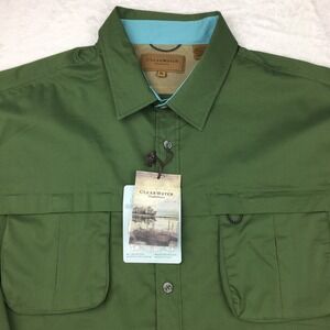 Clearwater Outfitters Performance Utility Shirt Mens XL Green Stretch NWT!